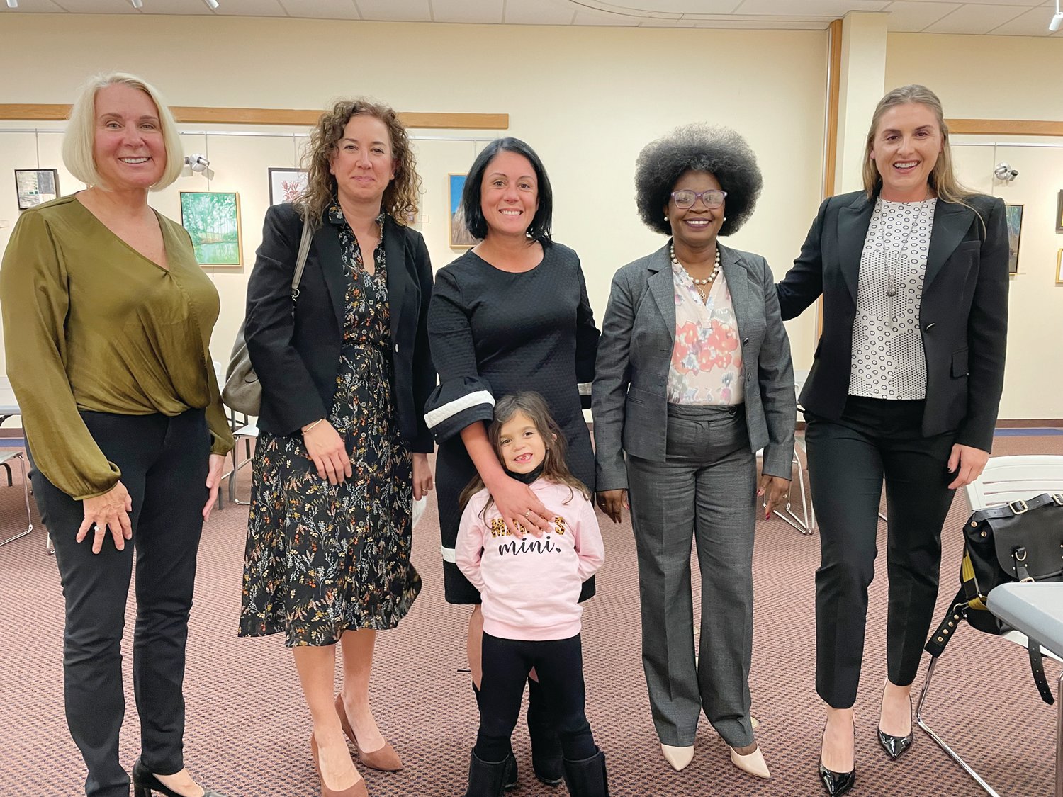 LEADING LADIES: Sen. Hanna Gallo, Councilwoman Jessica Marino, Councilwoman Nicole Renzulli
and her daughter, Councilwoman Aniece Germain and Rep. Jacquelyn Baginski pose for a photo last
week at Cranston Central.